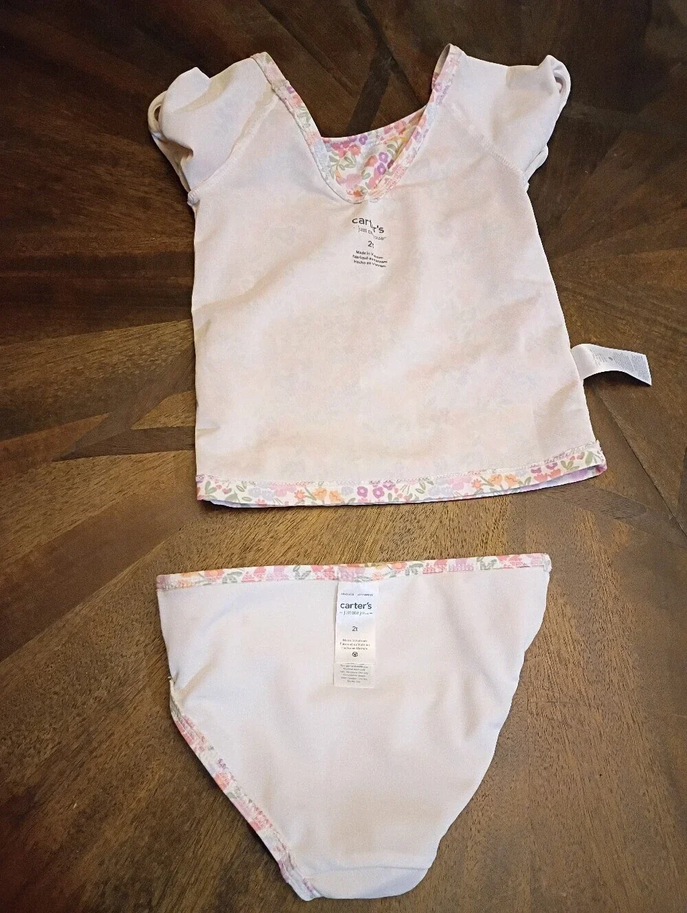 Carter’s Just One You 2T Floral Two Piece Swimsuit Tod Girls Pink Puff Sleeve